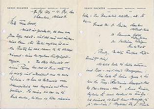 Brief von Erwin Piscator an die Tänzerin Gertrud Oswald, 1956.