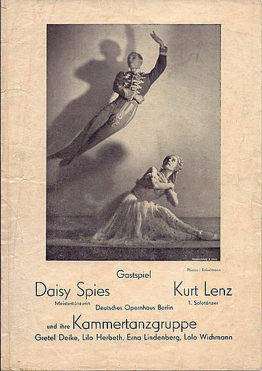 Programm eines Dresdner Gastspiels von Daisy Spies und Kurt Lenz vom Deutschen Opernhaus Berlin mit ihrer Kammertanzgruppe, 25. Dezember 1940.