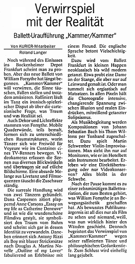 Forsythe forever, Wiesbadener Kurier, 11. 12. 2000