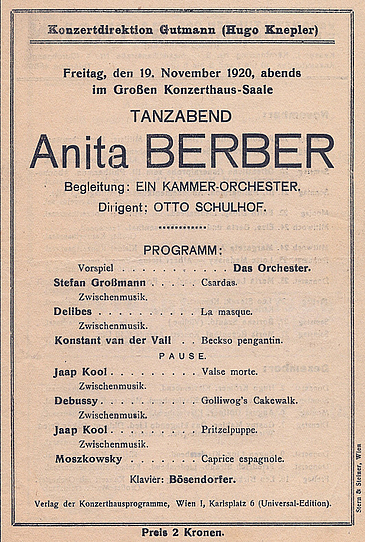 Anita Berber: Programmzettel