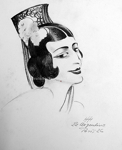 La Argentina (Antonia Mercé, 1890-1936), Kreidezeichnung, porträtiert von Hanns G. Haas, Paris 1926.