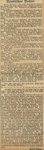Triadisches Ballett. Kritik von Leonie Dotzler in den „Dresdner Neuesten  Nachrichten“ vom (ca. 26.) März 1923. 
