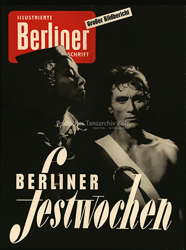 Werbeplakat einer Zeitschrift mit Tana Herzberg als „Klytämnestra“ und Gert Reinholm als „Orest“ in ‚Schwarze Sonne‘