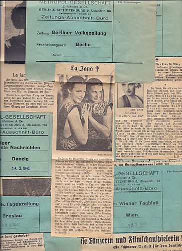 Einige der 152 archivierten Nachrufe auf La Jana von 1940.