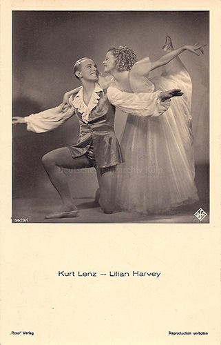 Kurt Lenz und Lilian Harvey auf gemeinsamer Autogrammkarte.